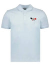 Tennis Logo Patch Polo Shirt Light Blue - MONCLER - BALAAN 2