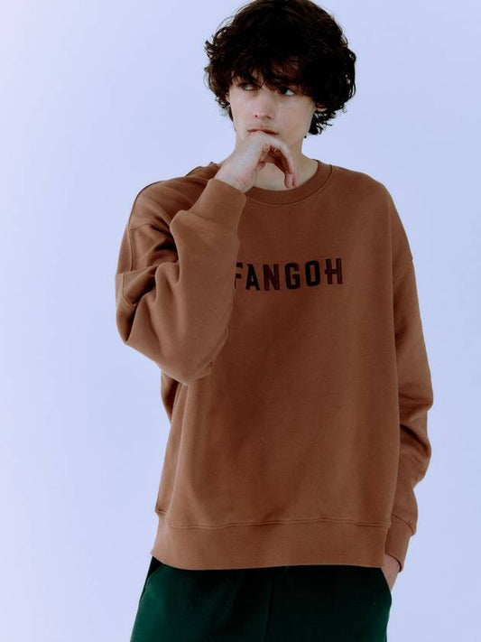 F logo embroidered crewneck sweatshirt Hazelnut - FANGOH - BALAAN 1