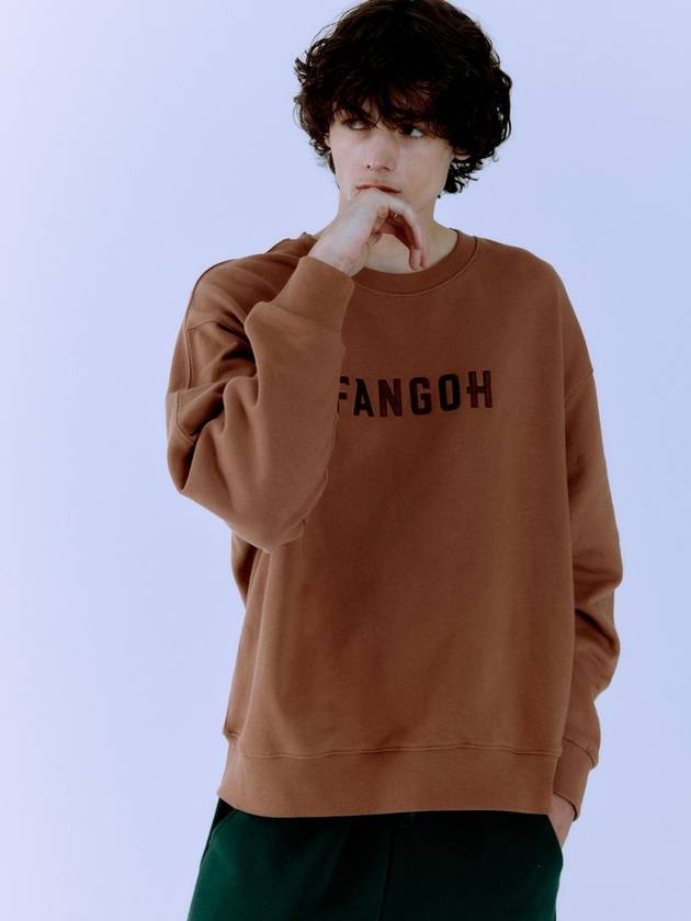 Embroidered F Logo Crew Neck Sweatshirt Hazelnut - FANGOH - BALAAN 1