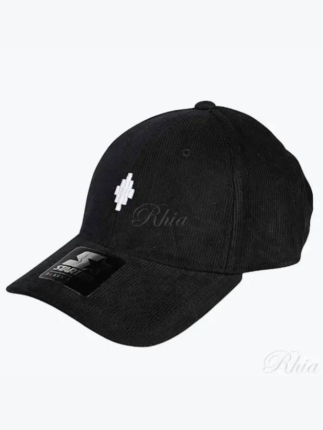 Cross Corduroy Base Ball Cap Black - MARCELO BURLON - BALAAN 2