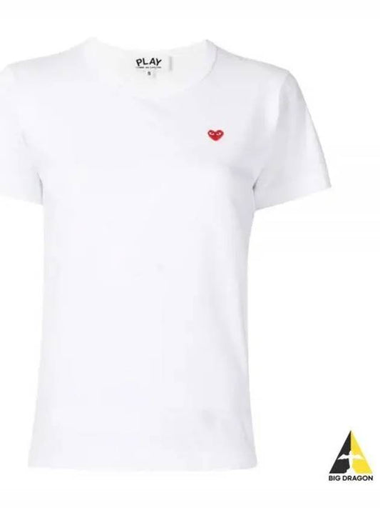 Women's Mini Red Heart Short Sleeve T-Shirt White - COMME DES GARCONS - BALAAN