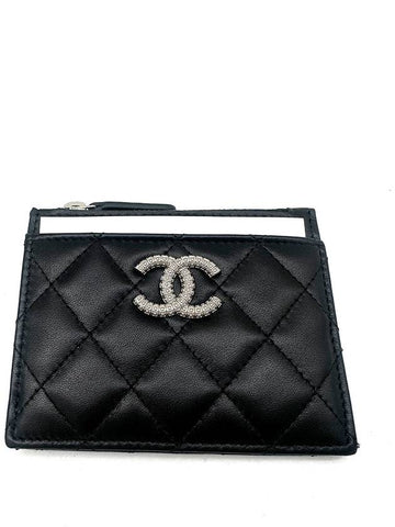 Card wallet classic card holder caviar black silver AP3408 - CHANEL - BALAAN 1