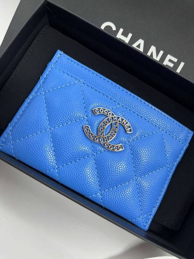 CC logo card holder blue wallet AP3832 - CHANEL - BALAAN 1