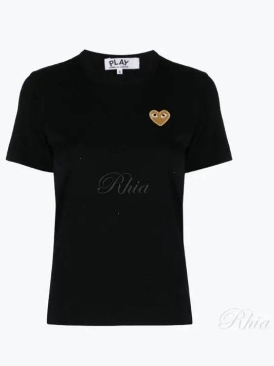 Small Gold Heart Wappen Patch Short Sleeve T-Shirt Black P1 T215 1 - COMME DES GARCONS - BALAAN 2