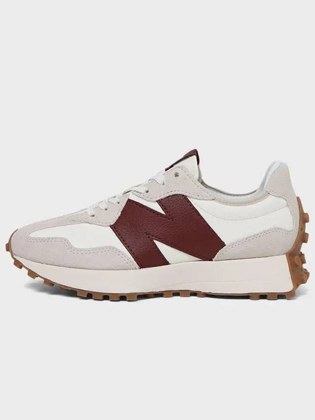 327 Classic Low Top Sneakers Dark Red Moonbeam White - NEW BALANCE - BALAAN 5