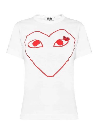 Women's Line Double Heart Print Short Sleeve T-Shirt P1 T099 1 White - COMME DES GARCONS PLAY - BALAAN 1