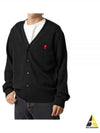 Heart Logo Merino Wool Cardigan Black - AMI - BALAAN 2