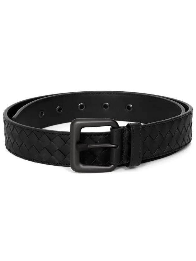 Intrecciato Leather Belt Black - BOTTEGA VENETA - BALAAN 5