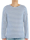 Minquiers Modern Stripe Long Sleeve T-Shirt White Blue - SAINT JAMES - BALAAN 3