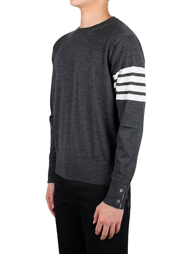 4 Bar Armband Classic Merino Wool Knit Top Dark Grey - THOM BROWNE - BALAAN 4