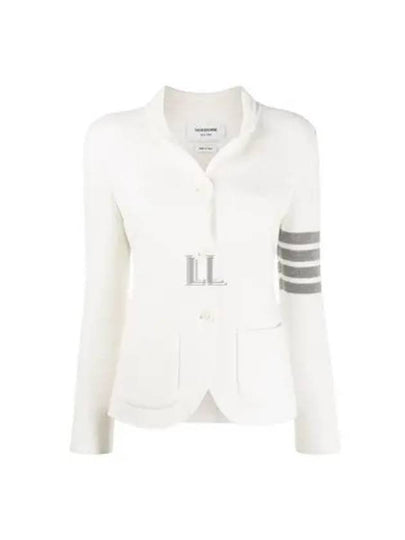 Women's Fine Merino Wool Link Jacket White - THOM BROWNE - BALAAN 2