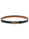 V Bold Edition Leather Belt Brown Black - VALENTINO - BALAAN 2