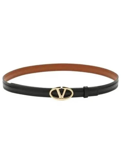 V Bold Edition Leather Belt Brown Black - VALENTINO - BALAAN 2