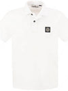 Men's Logo Patch Polo Shirt White - STONE ISLAND - BALAAN 3