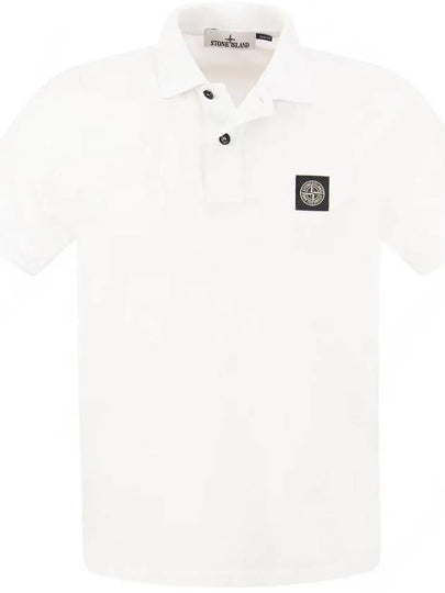 Men's Logo Patch Polo Shirt White - STONE ISLAND - BALAAN 2