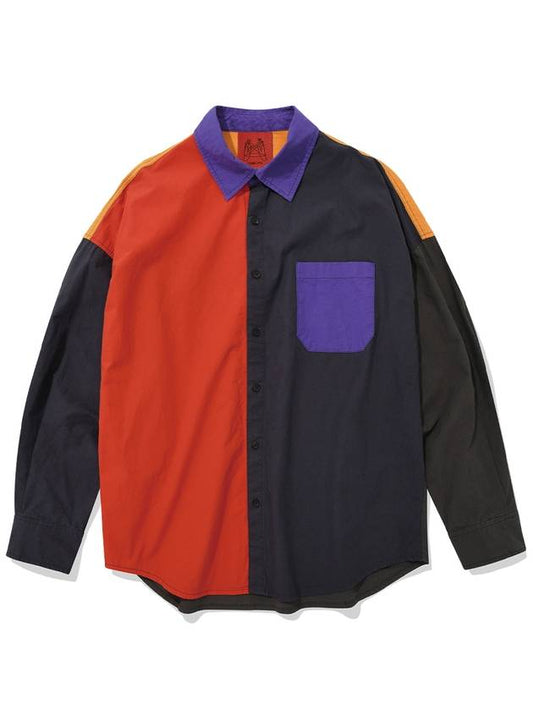 Color Block Oversized Cotton Shirt - CONECTX - BALAAN 2