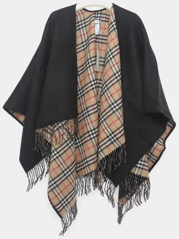 Check Reversible Wool Cape Black - BURBERRY - BALAAN 2