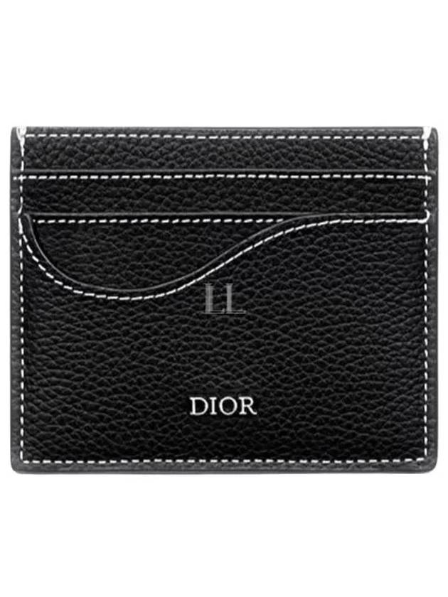 Saddle Grain Leather Card Wallet Black - DIOR - BALAAN 2