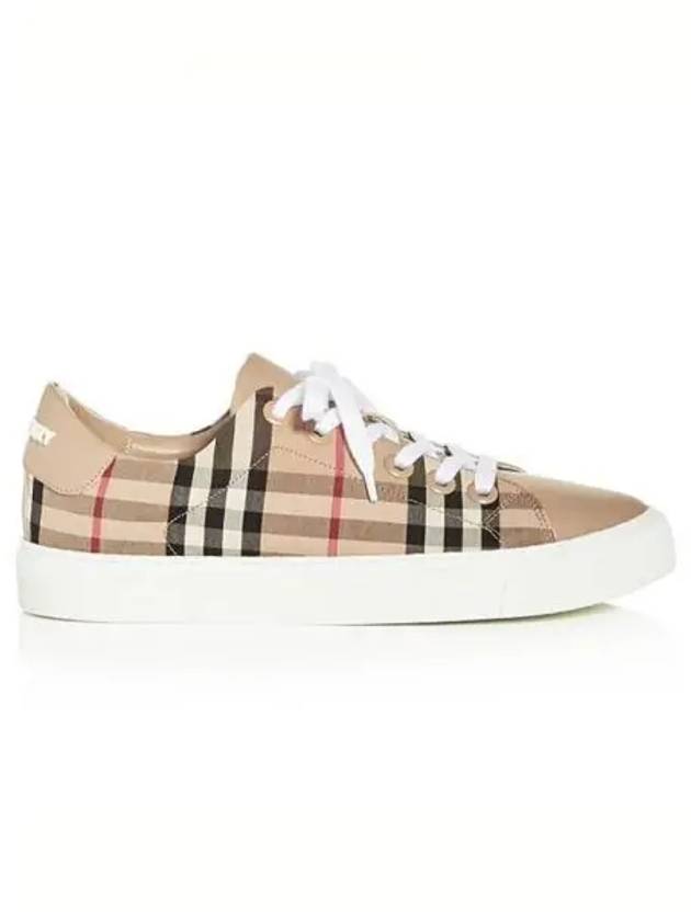 WoMen's Vintage Check Leather Low Top Sneakers Beige - BURBERRY - BALAAN 2