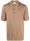 Monogram Motif Wool Silk Cashmere Polo Shirt Brown - BURBERRY - BALAAN.