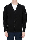 Men's Lens Wappen Lambswool Cardigan Black - CP COMPANY - BALAAN 3