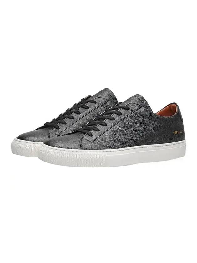 Achilles Grain Leather Low Top Sneakers Black - COMMON PROJECTS - BALAAN 1