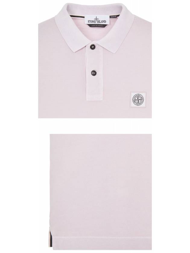 Men's Logo Patch Cotton Short Sleeve Polo Shirt Light Pink - STONE ISLAND - BALAAN 6