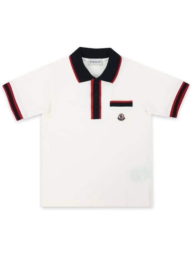 Kids Logo Patch PK Short Sleeve White Navy 8A00003 8496W 034 12 14A Adults can wear - MONCLER - BALAAN 3