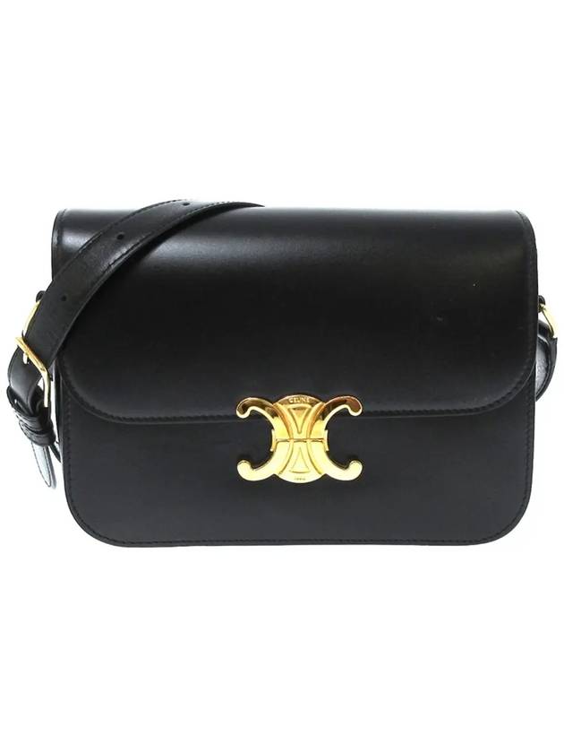 Classique Triomphe Shiny Calfskin Shoulder Bag Black - CELINE - BALAAN 3