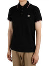 Small Logo Patch Short Sleeve Cotton Polo Shirt Black - MONCLER - BALAAN 4