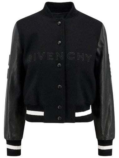 Embossed 4G Emblem Cropped Bomber Jacket Black - GIVENCHY - BALAAN 1