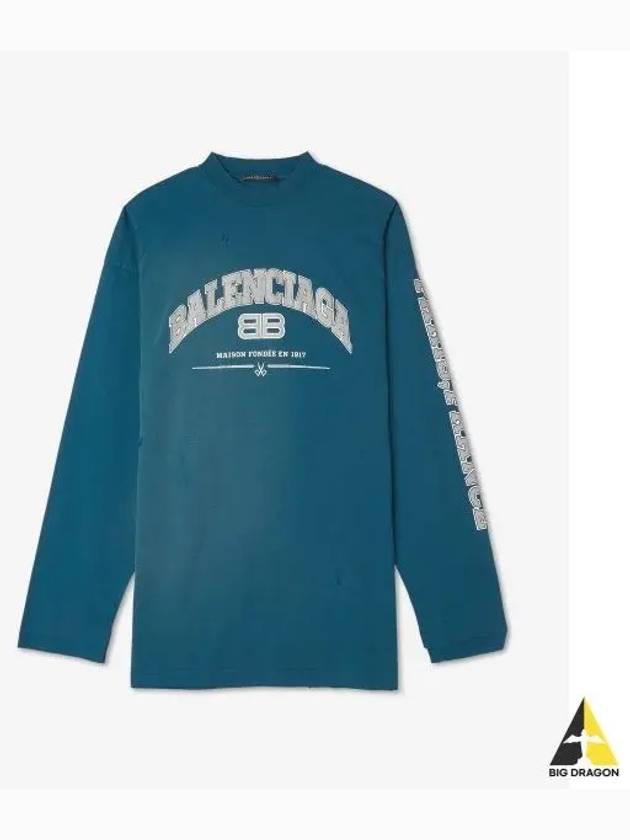 side logo long sleeve t-shirt blue - BALENCIAGA - BALAAN 2