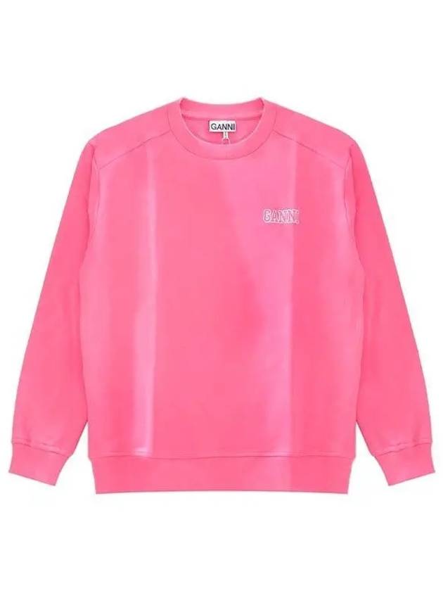 Women's Logo Print Cotton Sweatshirt Pink - GANNI - BALAAN 2