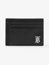 TB Money Clip Grainy Leather Card Wallet Black - BURBERRY - BALAAN 2