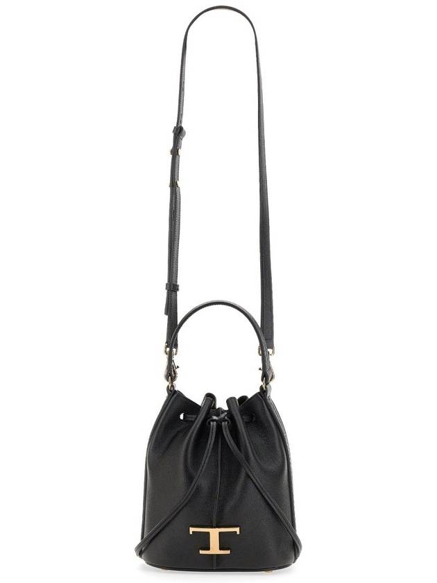 T Timeless Leather Micro Logo Bucket Bag Black - TOD'S - BALAAN 5