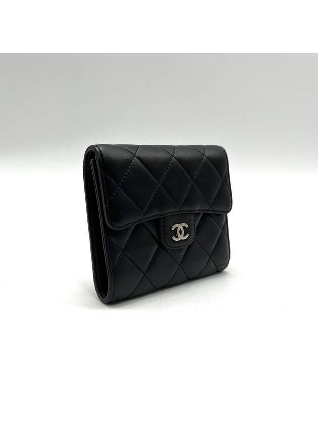 Lambskin silver flap bi fold wallet - CHANEL - BALAAN 4