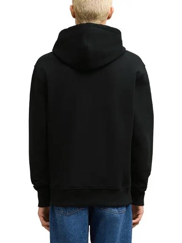 Heart Logo Drawstring Cotton Zip-Up Hoodie Black - AMI - BALAAN 6