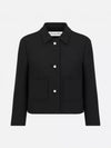 Wool Silk Cropped Jacket Black - DIOR - BALAAN 2