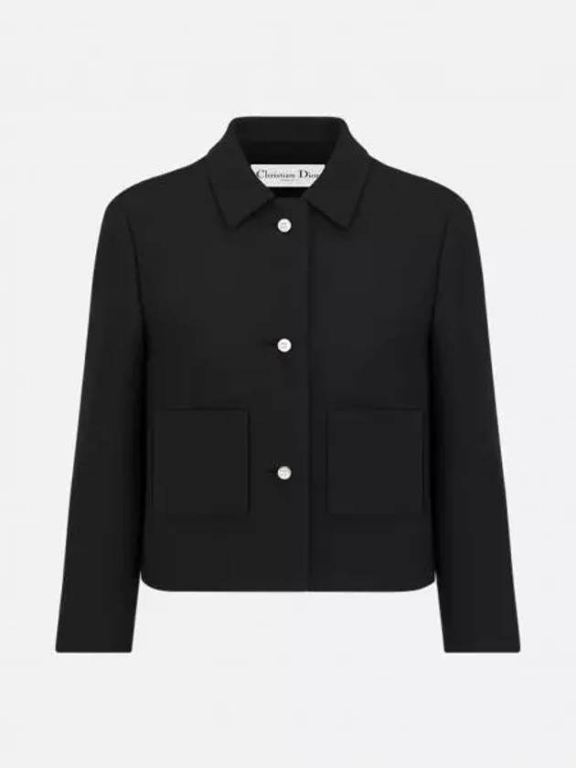 Wool Silk Cropped Jacket Black - DIOR - BALAAN 2