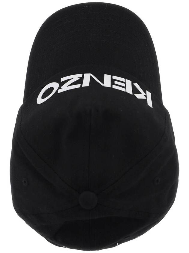 Paris Logo Print Cotton Ball Cap Black - KENZO - BALAAN 4