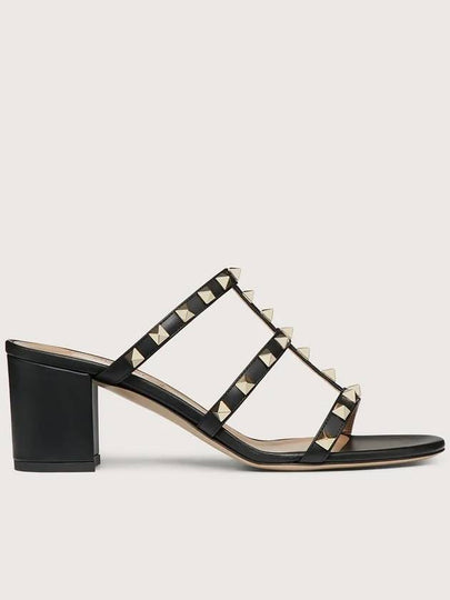 Rockstud Calfskin 60mm Sandal Heels Black - VALENTINO - BALAAN 2