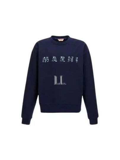 Floral Logo Print Sweatshirt Blue - MARNI - BALAAN 2