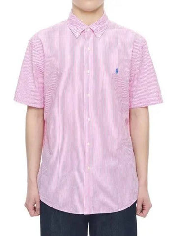 Custom fit striped seersucker shirt pink - POLO RALPH LAUREN - BALAAN 1