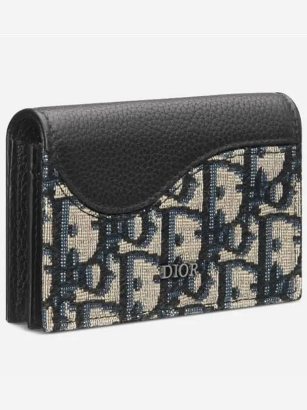 Saddle Oblique Jacquard Canvas Card Wallet Black - DIOR - BALAAN 4