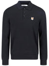 Fox Head Patch Polo Knit Top Black - MAISON KITSUNE - BALAAN 2