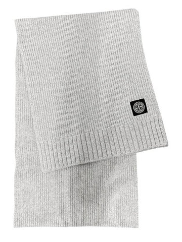 Kids Logo Patch Wool Cashmere Muffler Melange Gray 7916N02Z3 V0M64 - STONE ISLAND - BALAAN 1