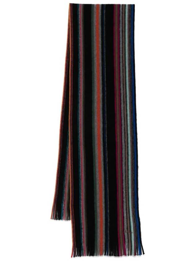 Signature Stripe Cashmere Scarf Black - PAUL SMITH - BALAAN 1