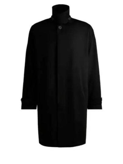 Water Repellent Regular Fit Gabardine Single Coat Black - HUGO BOSS - BALAAN 2