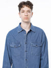 Men s W243SH03MBM Western Pocket Denim Shirt Mid Blue - CHANCE'S NOI - BALAAN 3