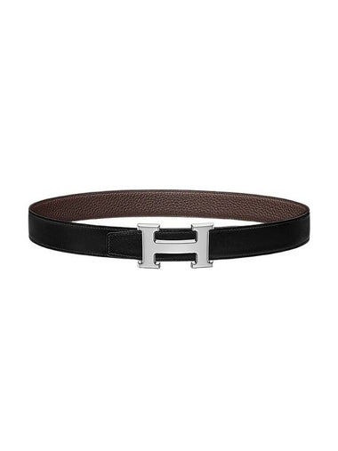 H Buckle Reversible 32mm Leather Belt Black Chocolate - HERMES - BALAAN 1